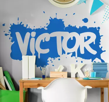 Customised name graffiti paint splash wall sticker for kids - TenStickers