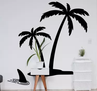 Palm moncolor island tree wall decal - TenStickers