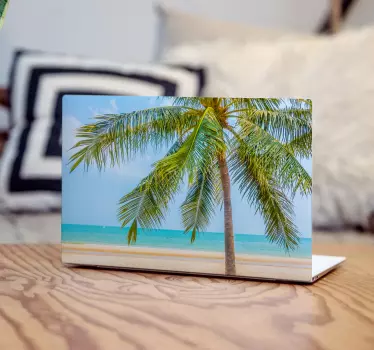 Palm tree on the beach Laptop skin - TenStickers