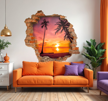 Palms 3D twilight visual effects wall decal - TenStickers