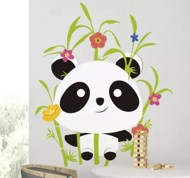 Pandas blooming trees wild animal sticker - TenStickers