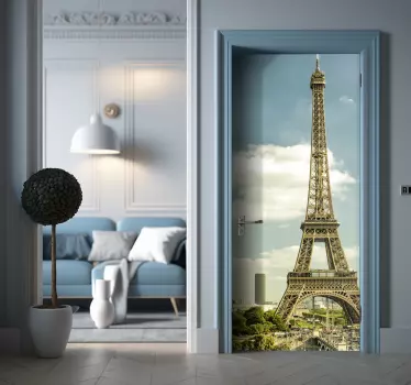 Paris view door sticker - TenStickers