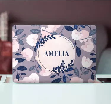 Pastel color hand painted flowers laptop sticker - TenStickers