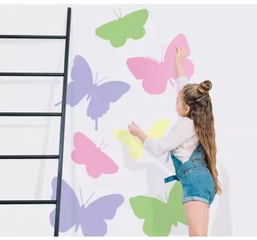 Pastel colourful cute butterflies butterfly wall decal - TenStickers