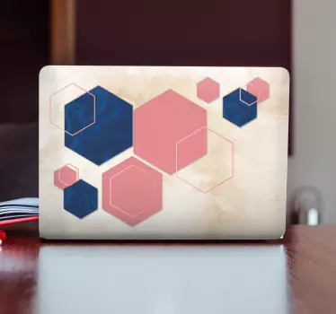 Pastel hexagons geometric art laptop stickers - TenStickers