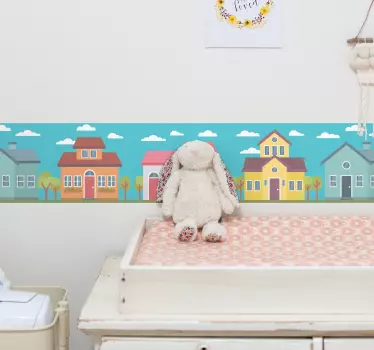 Pastel houses border sticker - TenStickers