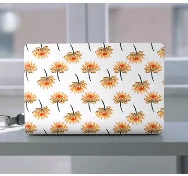 Pattern with simple daisy flower laptop stickers - TenStickers