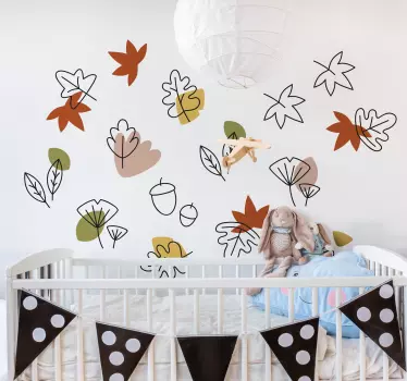 Patterned leaves plant decals - TenStickers
