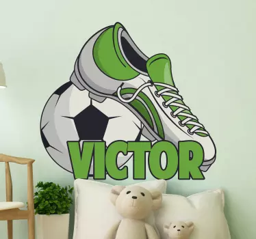 Personalised boot and ball soccer sticker - TenStickers