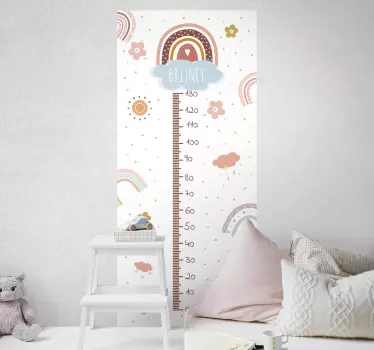 Personalised Flower  height chart sticker - TenStickers
