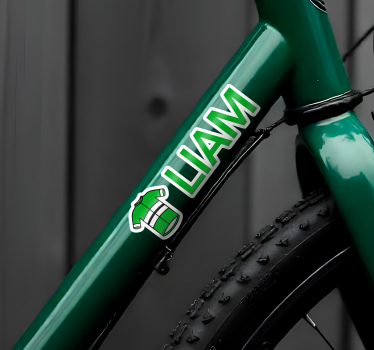 Personalised  green cycling jersey bike sticker - TenStickers