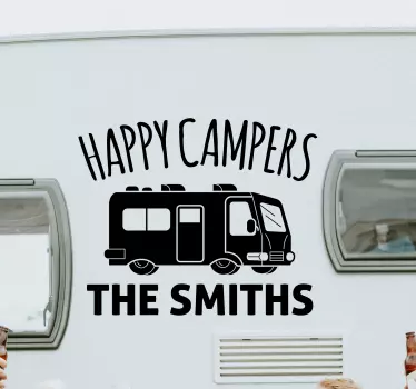 Personalised happy campers caravan decal - TenStickers