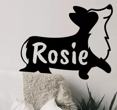 Personalised name corgi silhouette pet wall sticker - TenStickers
