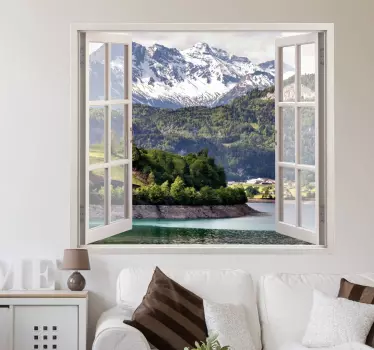 Personalised photo window view design 3d wall sticker - TenStickers