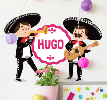 Personalizable mariachis illustration wall art decal - TenStickers