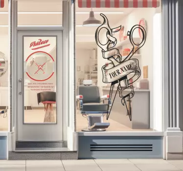 Personalized barbershop logo shop vinyl sticker - TenStickers