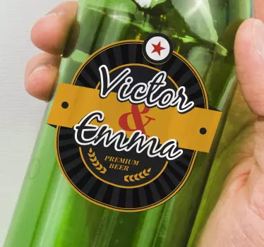 personalized beer with text wedding vinyl sticker - TenStickers