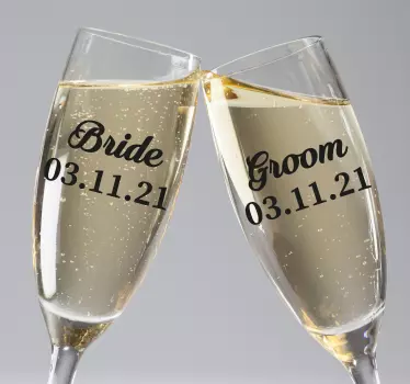 Wedding sticker bride and groom cups - TenStickers