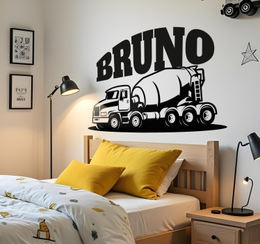 personalized concrete mixer truck toy sticker - TenStickers