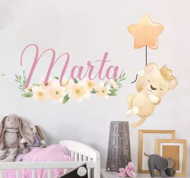 Nursery wall decal personalized lion balloon - TenStickers