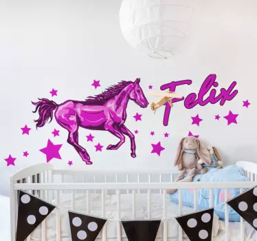 Personalized name and the star horse character wall stickers - TenStickers