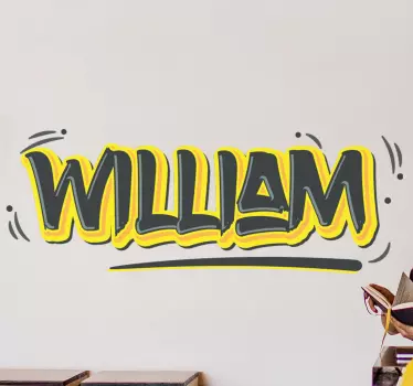 Personalized name graffiti yellow urban decal - TenStickers