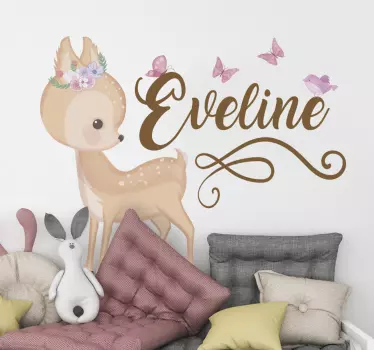 Personnalised deer  illustration wall art - TenStickers