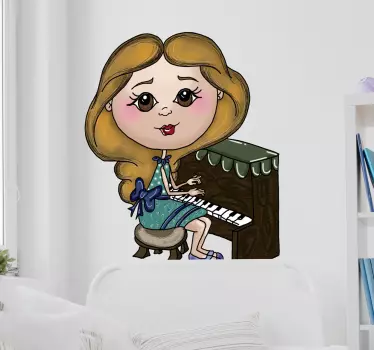 Pianist Illustration Sticker - TenStickers
