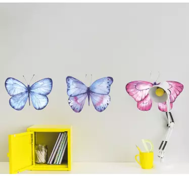 Pink and blue butterflies butterfly wall decal - TenStickers