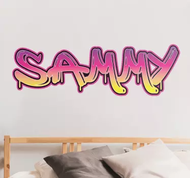 Pink and yellow graffitti style text custom sticker - TenStickers