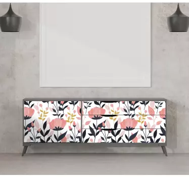 Pink flowers decals for furniture - TenStickers