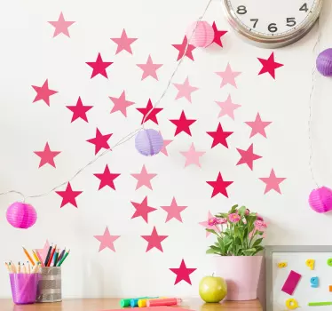 Pink Star Wall Stickers - TenStickers