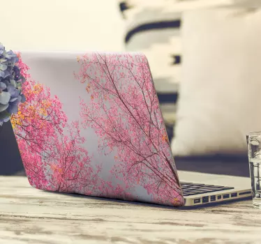 Pink trees laptop sticker - TenStickers