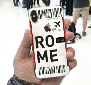 Plane ticket to Rome iPhone decal - TenStickers