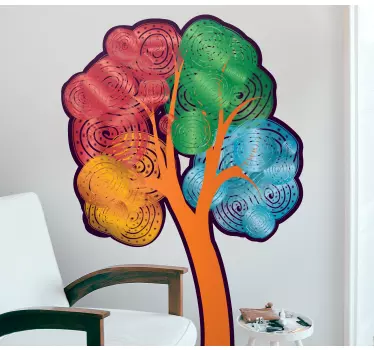 Plant sticker colorful spiraled tree - TenStickers