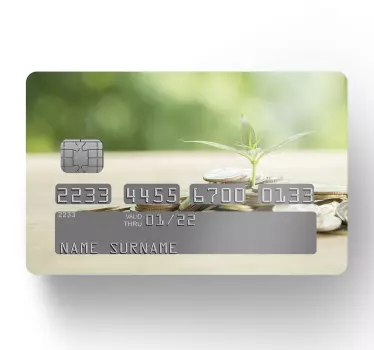 Planting trees coin pile bank card decal - TenStickers