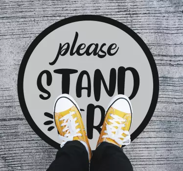 Please stand here floor text sticker - TenStickers