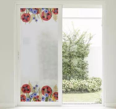 Polish poppy plants frame window decal - TenStickers