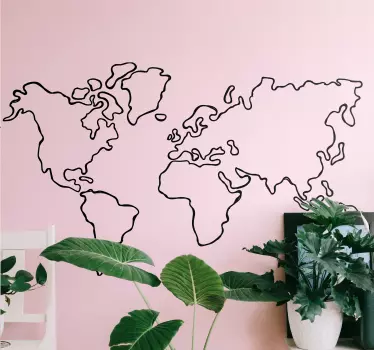 Political worldmap monocolor map wall decal - TenStickers