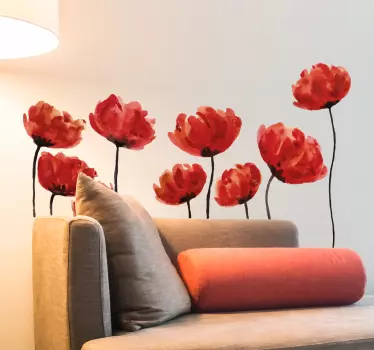 Poppies flower wall decal - TenStickers