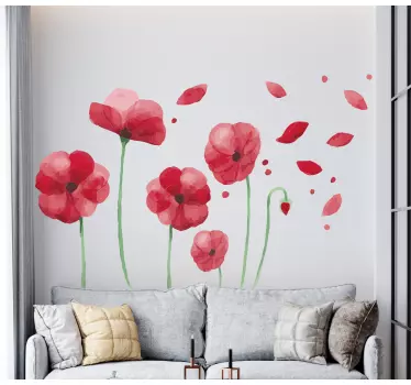 Poppy flowers losing petals flower wall decal - TenStickers