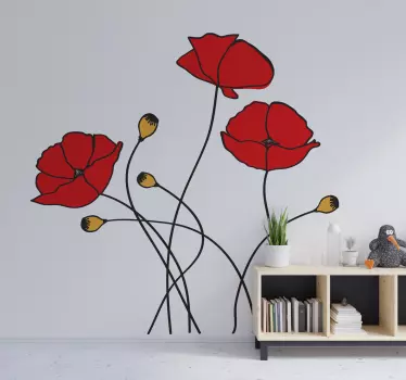 Poppy spring flower flower wall decal - TenStickers