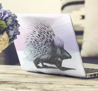 Porcupine art black and white laptop skin - TenStickers