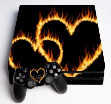 Ps4 skin flaming heart design - TenStickers