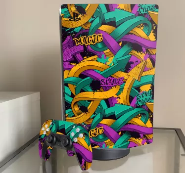 Ps5 skin in lively geometric design - TenStickers