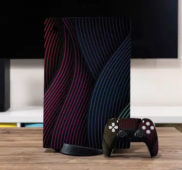 Ps5 skin vibrant curved lines - TenStickers