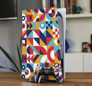 Ps5 skin with bright geometric designs - TenStickers