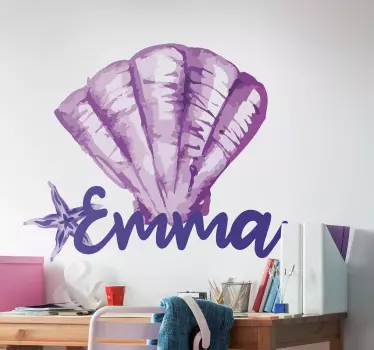 Purple seashell and starfish Custom Sticker - TenStickers