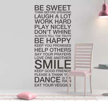 Quote sticker be kind laugh often smile brightly - TenStickers