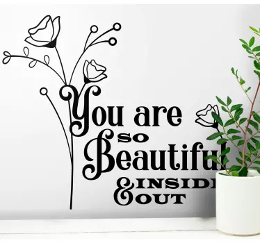 Quote sticker you are so beautiful inside - TenStickers